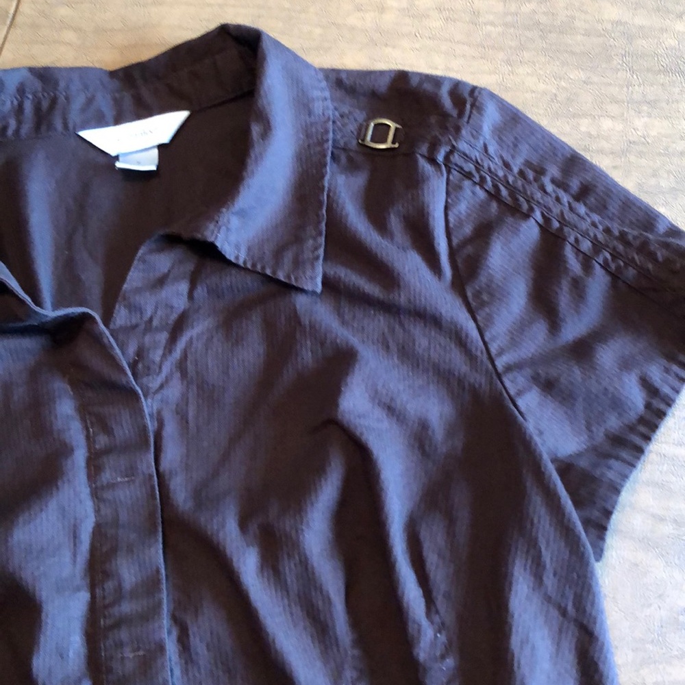 CJ BANKS Short Sleeve Brown Button Down Top